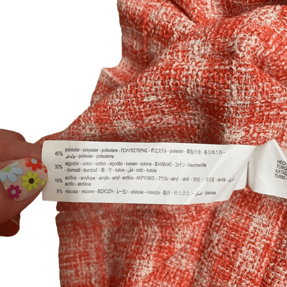 Zara Orange Tweed Pleated y2k Mini Skirt Women’s size M - Picture 8 of 8